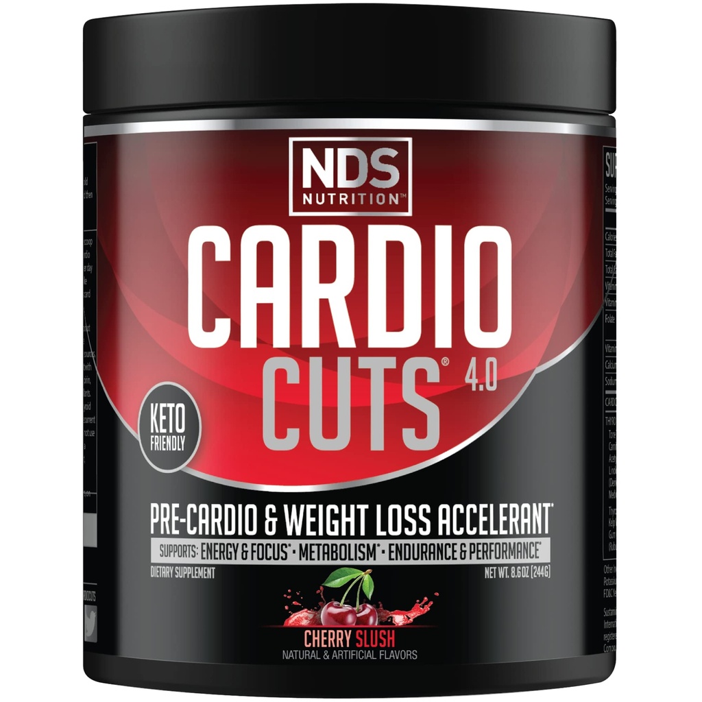 NDS Nutrition 4.0 Pre Workout Supplement - Advanced Weight Loss and Pre Cardio Formula con L-Carnitine, CLA, MCTs, L-Glutamine e Safflower Oil - Cherry Slush (40 Serve)