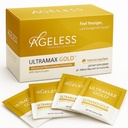 Ageless UltraMAX Gold - HGH Anti-invecchiamento supplemento per le donne e gli uomini - ringiovanisce la pelle, ripristina l'aspetto giovanile, aumenta l'energia e il sonno, polvere effervescente - Valencia Orange Flavor - 22 pacchetti