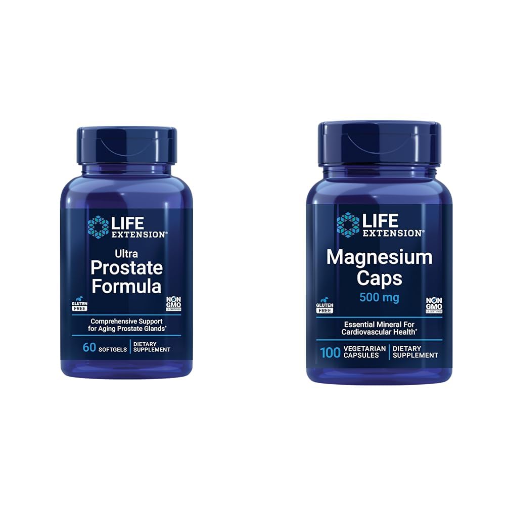 Prolunghezza della vita Ultra Prostate Formula & Magnesio Caps, 500 mg, Magnesio Ossido, Citrato, Succinato, Salute Del Cuore, Bones Sani, Supporto Metabolismo, 100 Capsule Vegetariani
