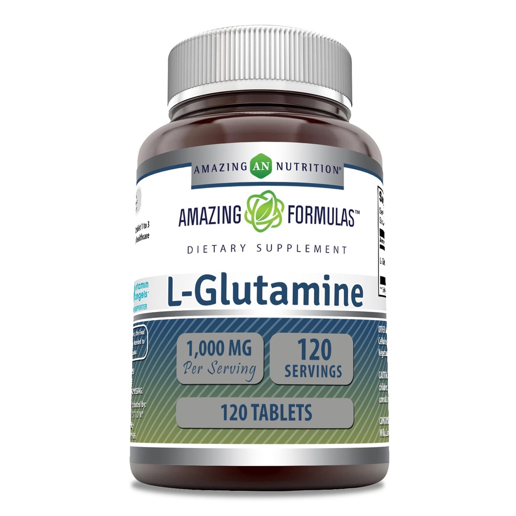 Incredibile Formulas L Glutamine 1000 Mg compresse | Supplemento di amminoacidi per uomini e donne | Non-GMO | Gluten Free | Made in USA | (1 pacchetto, 120 conte)