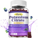 Gummie di citrato di potassio – Supplemento di potassio per la salute del muscolo, sollievo della gru di gambe & equilibrio di elettrolita, Vegan, non OGM, Gluten-Free, aroma di mirtillo, 60 conte