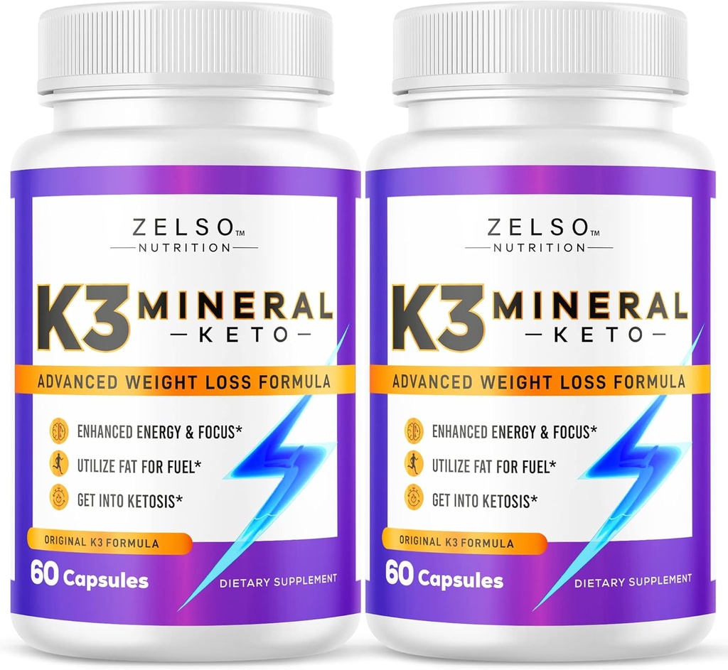 ZELSO (2 Pack K3 Pillole di perdita di peso minerale per le donne e gli uomini, K3 Pillole minerali - K3 Minerale di sale, vitamina + K3 Capsule Supplemento per la perdita di peso Keto - 2 mesi di alimentazione