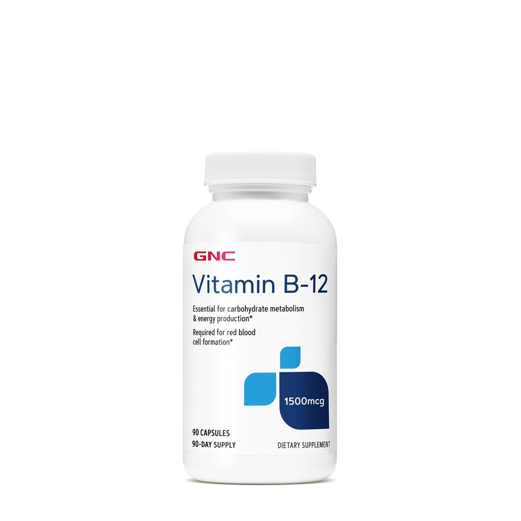 GNC Vitamina B-12 1500mcg, Supporta la produzione di energia, 90 capsule