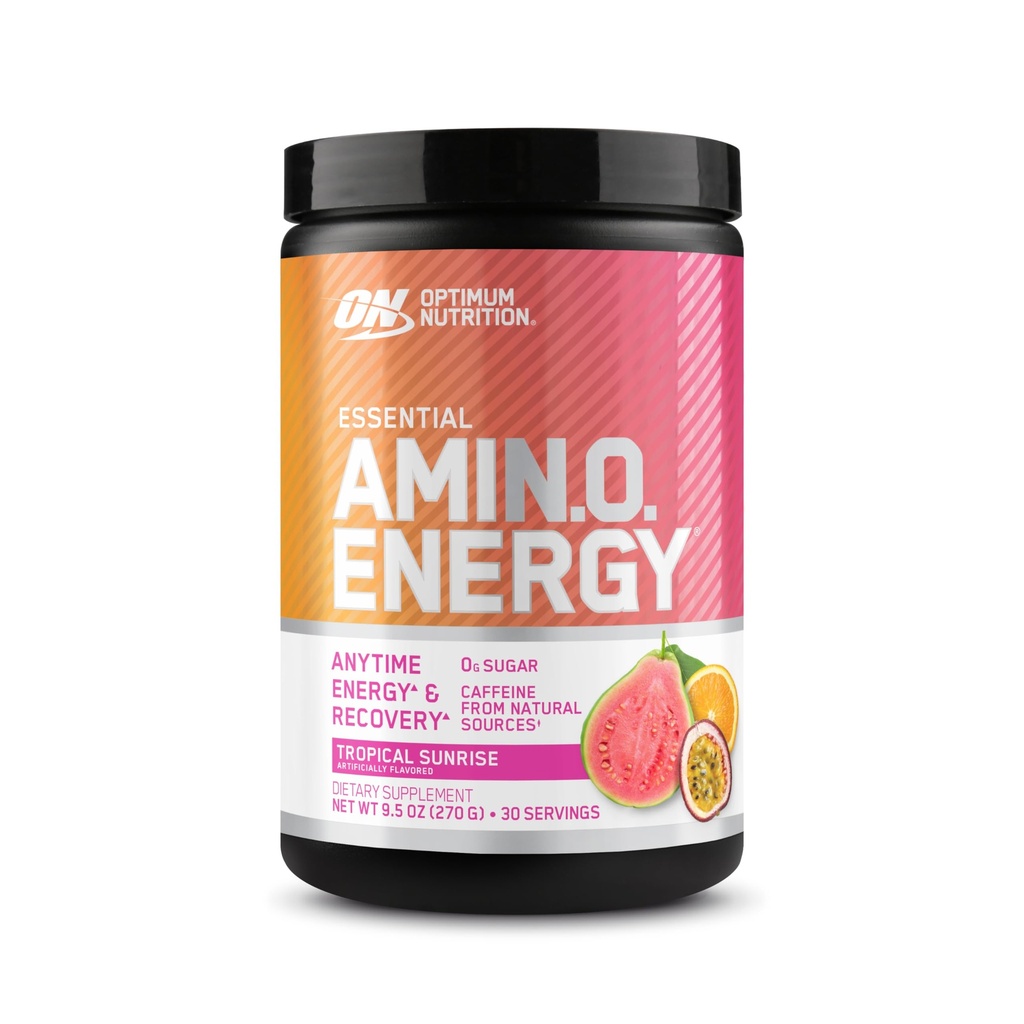 Optimum Nutrition New Flavor Amino Energy - Pre allenamento con tè verde, BCAA, aminoacidi, Keto Friendly, Estratto di caffè verde, Polvere di energia - Alba tropicale, 30 Serve (Packaging May Vary)