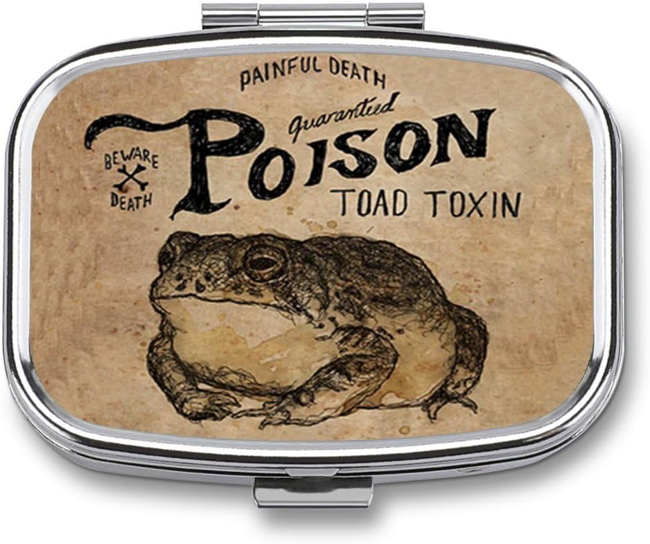 Metallo 2 Compartment Pill Organizer Travel Friendly Portable Compact Pill Box Cute Pill Case per tenere Vitamine, Olio di Fish,Supplements,Meds,Tablet for Purse,Pocket. (Poison Frog)