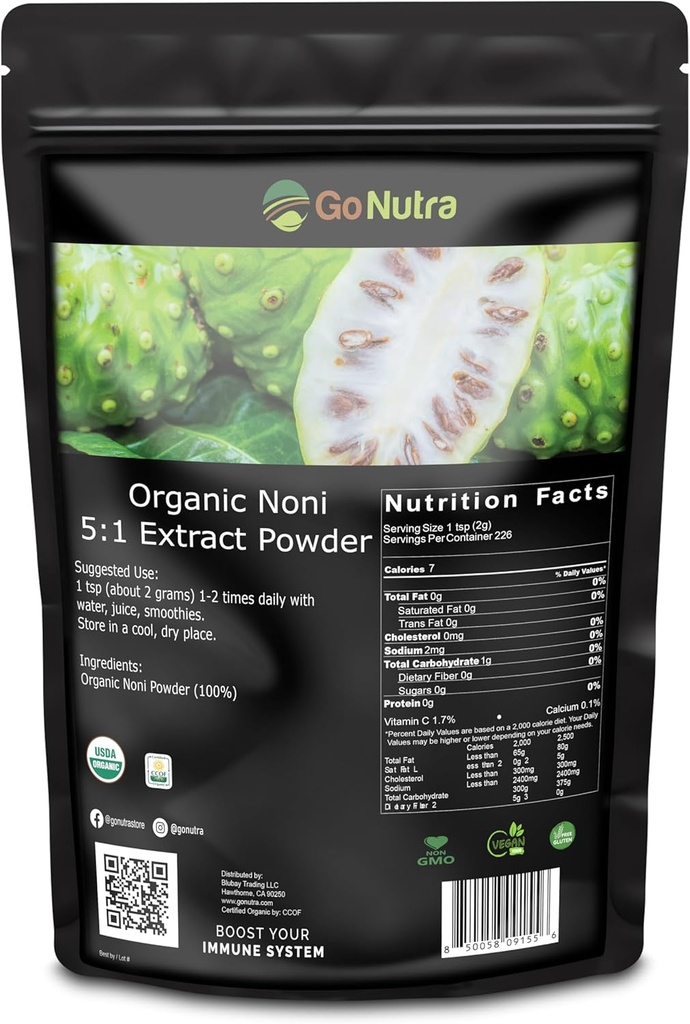 Polvere di frutta noni organica 5:1 estratto puro 1lb. (16 oz) Polvere noni superfood