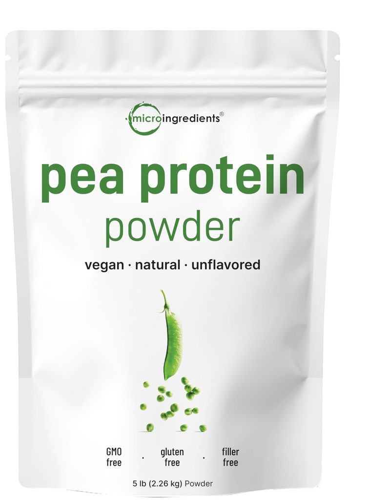 Micro ingredienti North American Grown, Pea Protein Powder, 5 Pounds | Plant Based, Unflavored | Complete Vegan Protein Source – 27g Serving | Rich in BCAAs & EAAs | Non-GMO, Keto Friendly