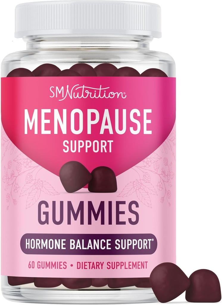 Supporto di menopausa Gummies | Rilievo di bilanciamento dell'ormone per flash caldi, maglioni notturni, mood Swings, & Bloating | con Phytoestrogen Soy, Vitamina D3, PABA, Biotin | Vegetariano, senza glutine | 60 Conte