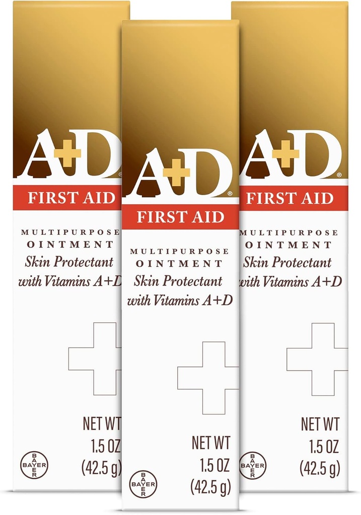 A+D First Aid Ointment, Multipurpose Dry Skin Moisturizer e Skin Protectant, 1.5 Oz (Pack of 3)