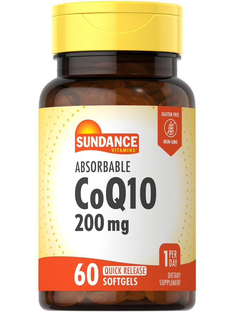 Sundance CoQ10 200mg Softgels | 60 Count | con estratto di pepe nero | Non OGM & Gluten
