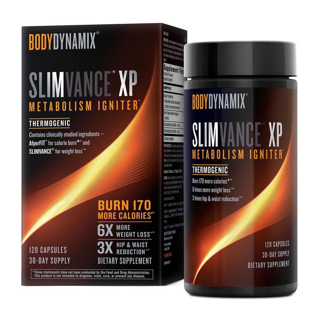 Slimvance XP Metabolismo Accensione, Supporto di Dieta Botanica, Termogenico Avanzato, Bruci Più Calorie, Perdita di Peso e Grasso, Energia, Focus, Per Uomini & Donne, Ingredienti Prove & Caffeina, 120 Conte, 30 SVG