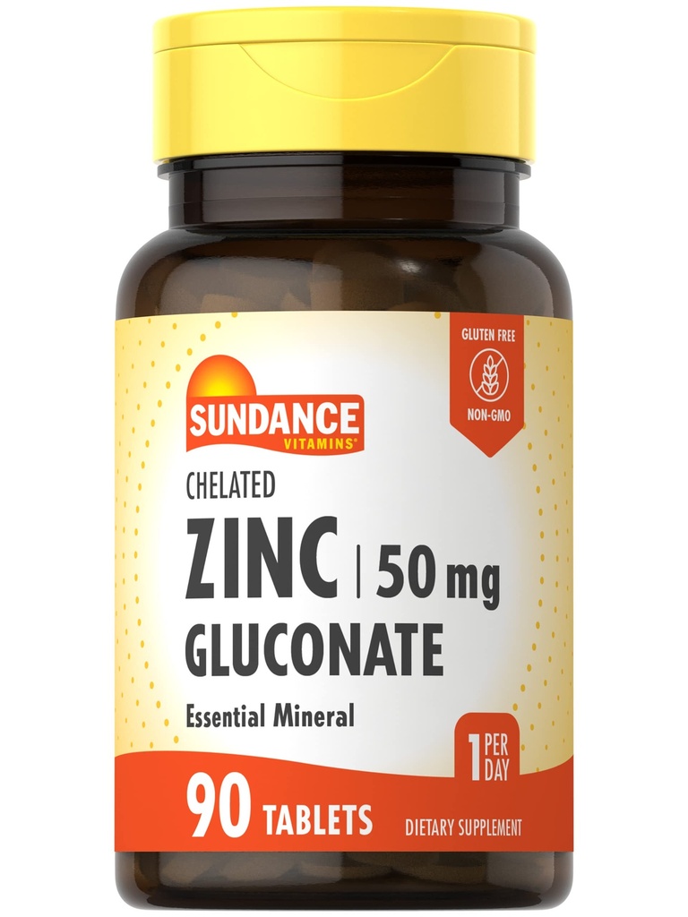 Sundance Zinc Supplemento 50mg | 90 Compresse | Minerale Essenziale Chelato | Vegetariano, Non OGM e Gluten Free