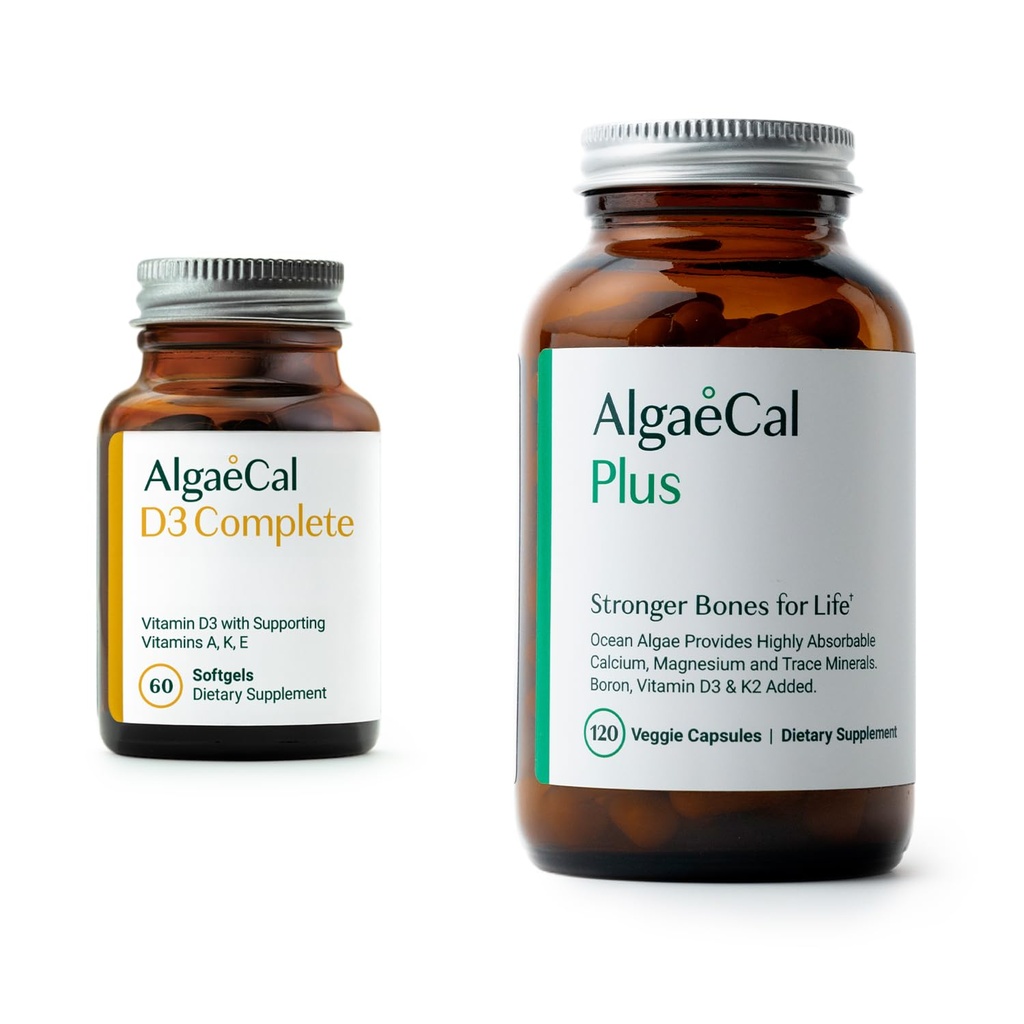 Bundle ALGAECALE - D3 Completo (1000 IU) + K2, Vitamina E, Vitamina A & Calcium a base vegetale per le ossa più forti