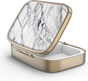 Pill Case Pill Box con Specchio Retro 2 scomparti Piccolo Pillola Case per Purse o Pocket Bronze Box Pillola rettangolare o Vitamine, Olio di Pesce, Integratori, Pillola Containe Regali di viaggio (Marmo Bianco)