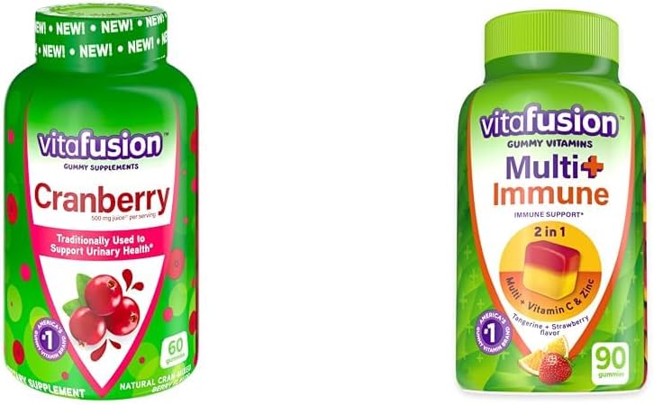 Vitafusion Cranberry Gummies per le donne 500mg e Multi+ Supporto Immune Gummies con vitamina C Zinc Daily Multivitamins 90 Count
