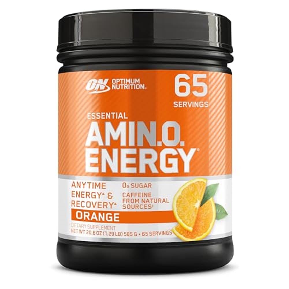 Optimum Nutrition Amino Energy - Pre allenamento con tè verde, BCAA, aminoacidi, Keto Friendly, Estratto di caffè verde, Polvere di energia - Orange Cooler, 65 Servings (Packaging May Vary)