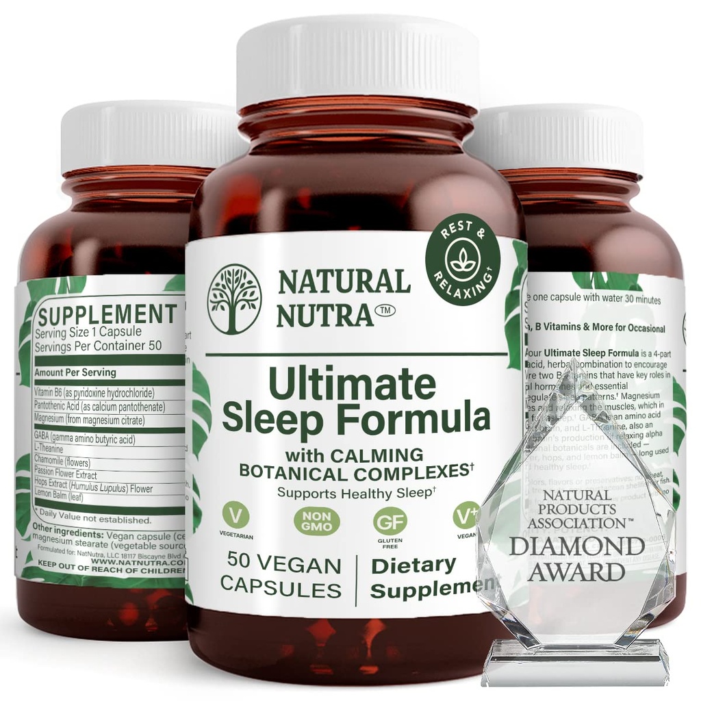Natural Nutra Ultimate Sleep Formula, Camomilla per sostenere il relax e ridurre l'ansia notturna, Aiuta a cadere Asleep più veloce, 50 capsule