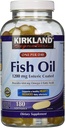 Kirkland Firma Enteric Olio di pesce ricoperto Omega 3 1200 MG Fish Oil, 684 MG di Omega 3 acidi grassi, 180 softgels