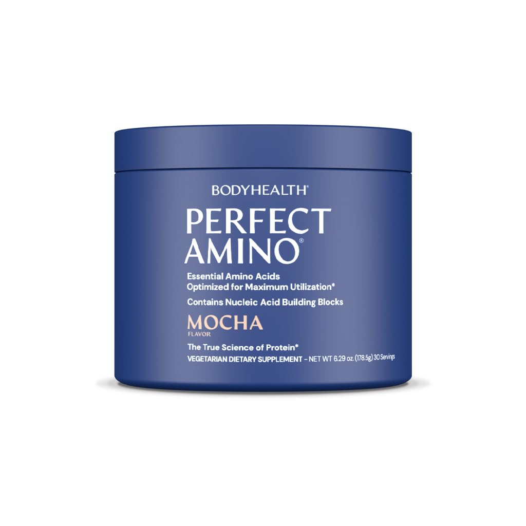 BodyHealth PerfectAmino Powder - BCAA e EAA Polvere per pre e post allenamento - Aminoacido Energy Drink per gli uomini e le donne per sostenere muscolare magra e recupero - Mocha - 60 Serve