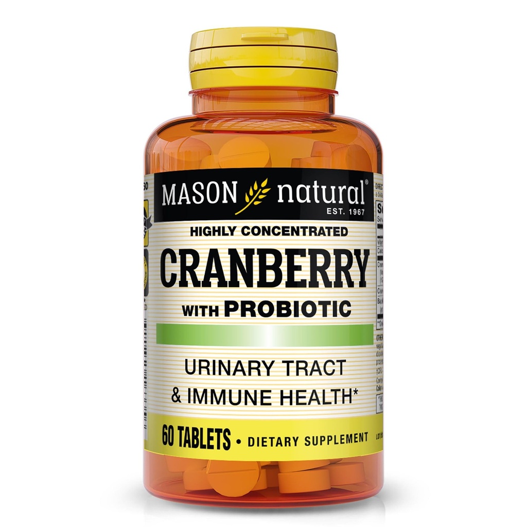 MASON Mirtillo NATURAL con Probiotico, alimentazione di 2 mesi, altamente concentrata, supporta il sistema normale di salute e urinaria immunitaria, 60 compresse