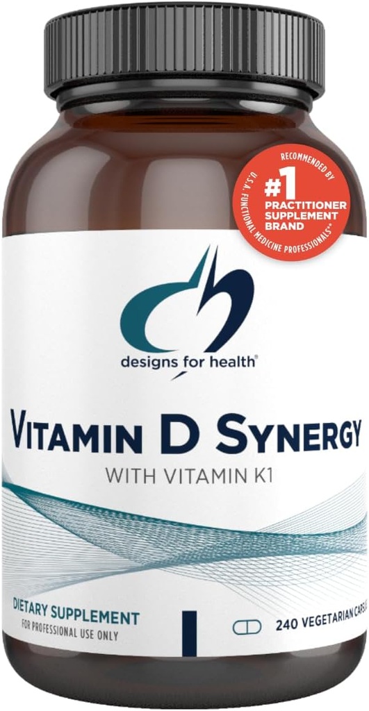 Progetti per la salute Vitamina D Synergy - 2000 IU Vitamina D con K Supplemento - Supporta Moods sani, Bone Salute + Immune Salute per gli adulti - VIT D3 + Vitamina K - Gluten Free + Non-GMO (240 capsule)