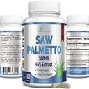 Palmetto segato ad alta resistenza - 45% Estratto supplemento di prostata, Diminuzione frequente Urinazione, Blocco DHT per la crescita dei capelli, Non-OGM, 100 capsule