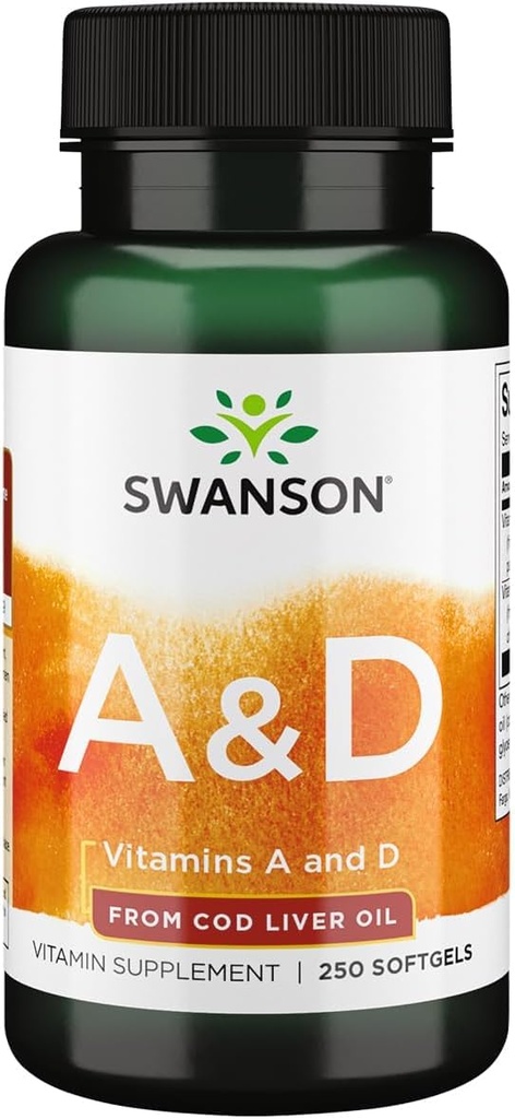 Swanson Vitamina A & D Skin Eye Immune System Health 250 Sgels