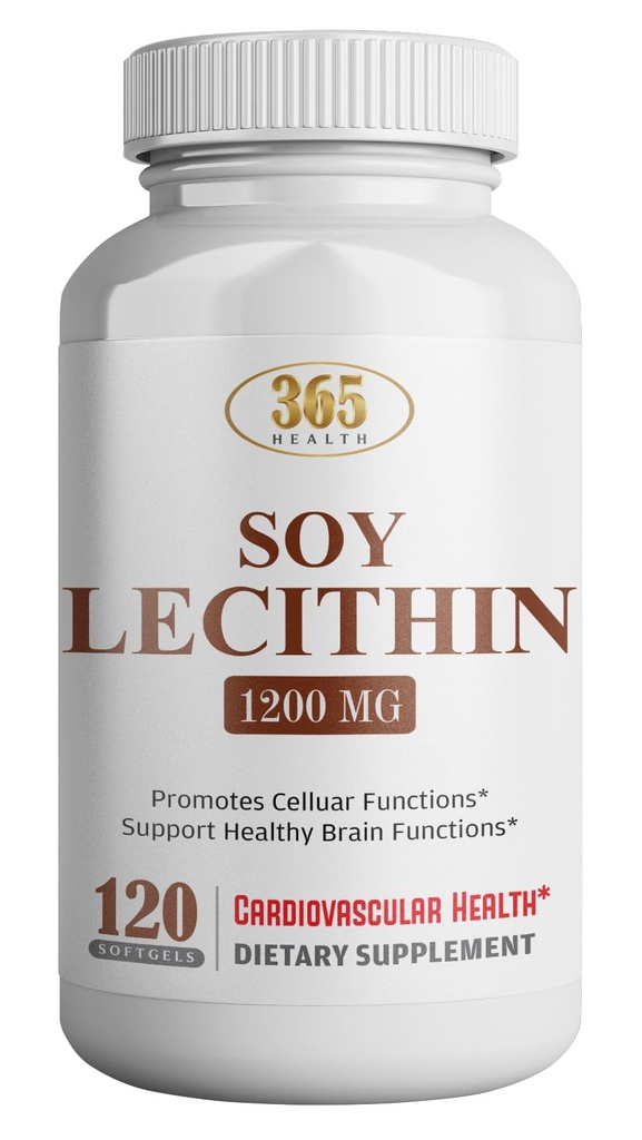 Lecitina di LFE di HEALTH 1200mg, alta potenza, 120 Softgels, combinazione naturale di acidi grassi essenziali per sostenere il cervello & Nerve Funzione- Lecitina di grado alimentare, 1200mg per porzione, supplemento dietetico