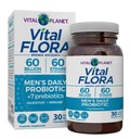 Vital Planet - Vital Flora Men’s Daily Probiotics, 60 miliardi di CFU, 60 Diverse Strains, 7 Prebiotici Organici, Supporto Immune, Rilievo Gas, Probiotici per la Salute Colon e Digestiva per gli Uomini 30 Capsule