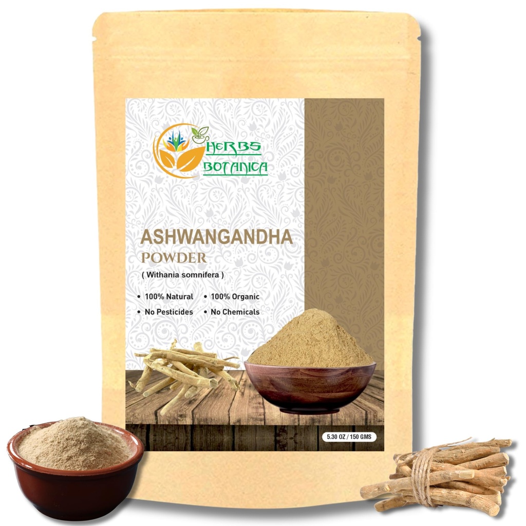 Erbe Botanica Ashwagandha Polvere di radice Withania Somnifera Polvere Ashwaganda Ayurvedic supplemento di erbe supporto e resistenza 5.3 oz