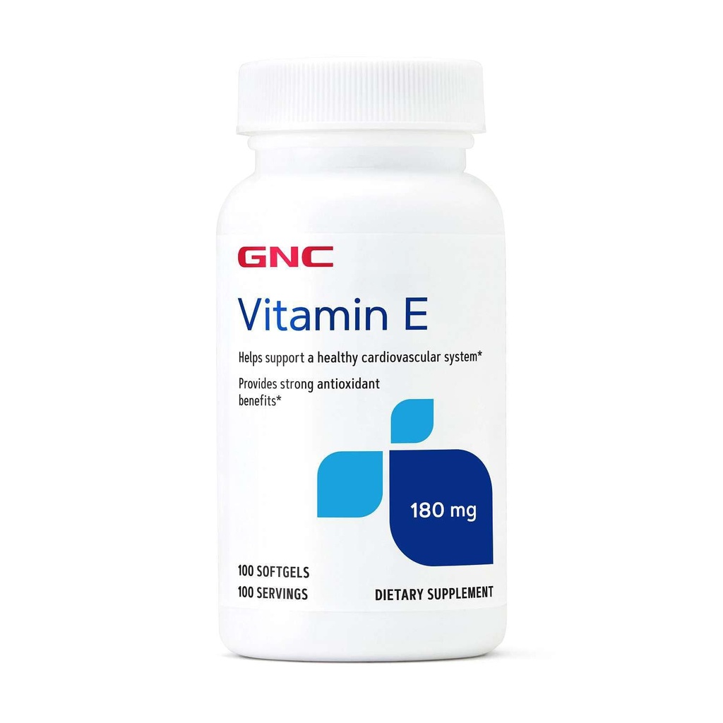 GNC vitamina E 200mg supplemento, supporta un sistema cardiovascolare sano, 100 Serve