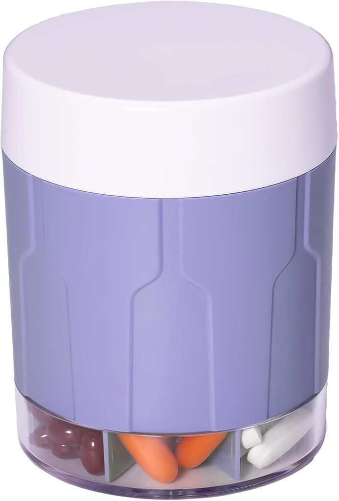 Betife Extra Large Supplement Organizer, Bottiglia dell'Organizzatore del Pillola, Dispenser del Pillola Quotidiano con 7 grandi scomparti, Organizzatore per Tenere 7 giorni di Medicina della Vitamina, 21 etichette e una spazzola di pulizia (Purple)