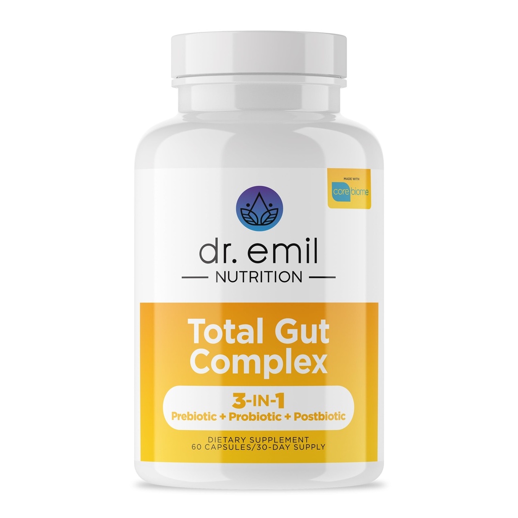 DR. EMIL NUTRITION Women & Men Total Gut Health Complex | Prebiotico + Probiotico + Postbiotic Gut Salute Integratori | Probiotici Salute Digestiva & Gut Salute | 60 capsule