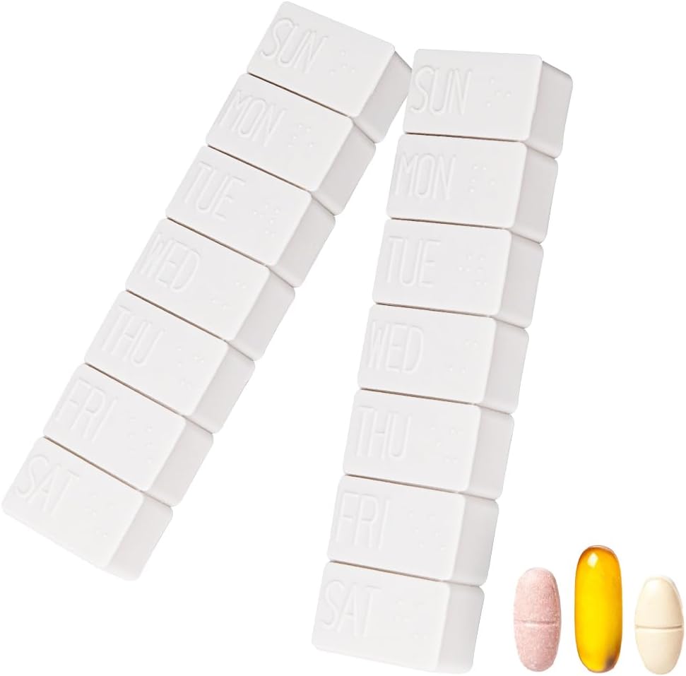 Organizzatore di pillole settimanali 2Pack,Extra Large 7 giorni Pill Cases Travel scatola di pillole giornaliera per olio di pesce, compresse di calcio Supplementi e altre pillole di vitamina