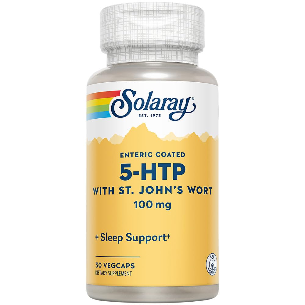SOLARAY 5-HTP Plus St John's Wort - 30 Capsule Enteric-Coated - 100 mg - 30 Serve