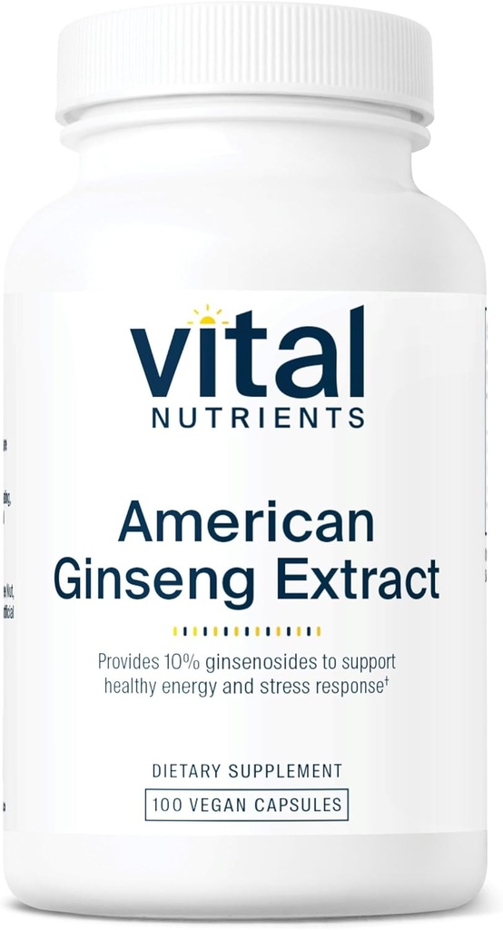 Vital Nutrients - American Ginseng - Energy Support - Mental e Physical Endurance - 100 Capsule Vegetariani per Bottiglia - 250 mg