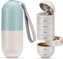 Zannaki 2 in 1 organizzatore di pillole con Cutter,Grain Fiber Weekly Pill Case Large Compartment Moisture Proof,Magnetic Lock,BPA Free Travel Pill Box 7 giorno per tenere Pills,Vitamins,Fish Oil,Supplements