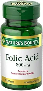 Folic Acid 800 mcg Tablets Massima resistenza, 4 bottiglie (250 conte)