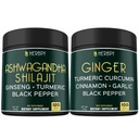 Bundle 5in1 Ashwagandha Shilajit & 5in1 Ginger Supplement - Cuore di supporto, Salute della digestione e Immune