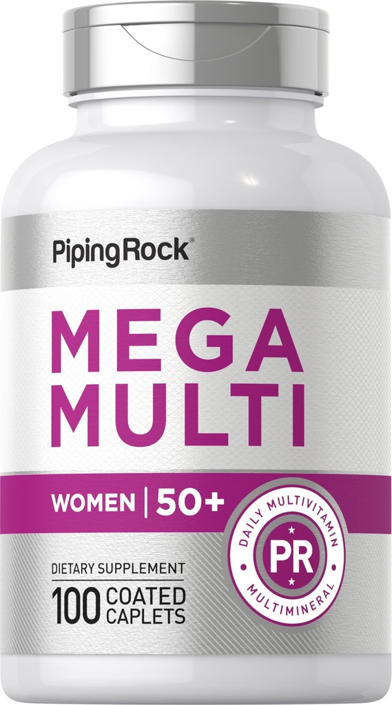 Piping Rock Multivitamin per le donne 50 Plus | 100 Caplets ricoperti | Multi Vitamina e Minerali giornalieri per le donne | Non OGM, Gluten Supplemento gratuito