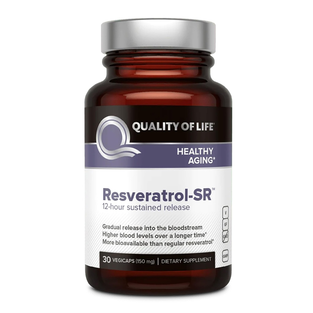 Qualità della vita Resveratrolo SR - Potente Anti Invecchiamento Formula Naturale - 30 Vegicaps