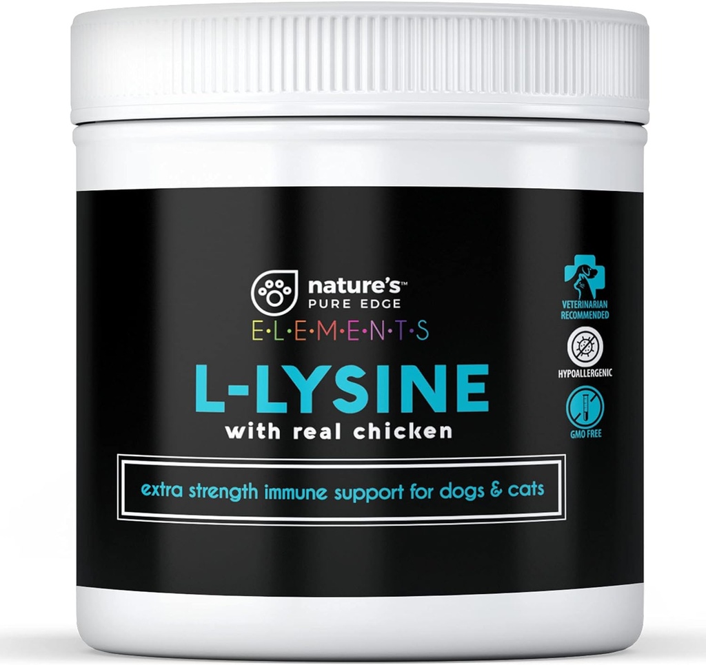 Polvere di L-Lysine per gatti e gattini, integratore di lisina aromatizzato di pollo per gatti e gattini e cani per sostenere la salute immunitaria, la normale funzione dell'occhio e la salute respiratoria, i grandi 125 grammi.