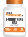 BulkSupplements.com L-Ornithine HCl Capsule - L-Ornithine Hydrochloride, L-Ornithine 1000mg - Aminoacidi Supplemento, Gluten Free, 2 Capsule per Serving, 180 Count (Pack of 1)