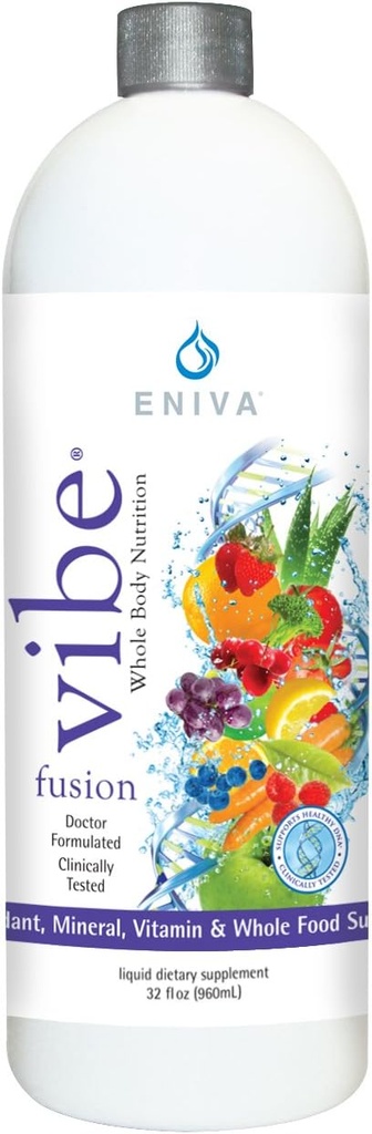 Eniva Vibe Fusion Daily Liquid Multivitamin e Supplemento minerale Elderberry Zinc VIT C VIT D | Nutrizione per l'energia immunità | Ciliegia al cioccolato | Bottiglia di 32 oz