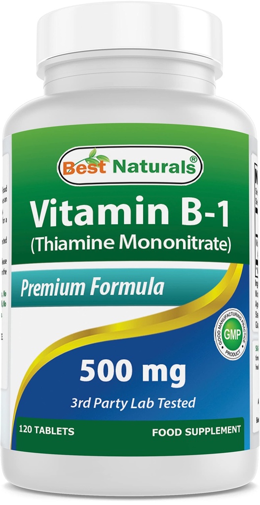 Best Naturals Vitamina B1 come Thiamine Mononitrate 500 mg 120 compresse (120 conteggio)