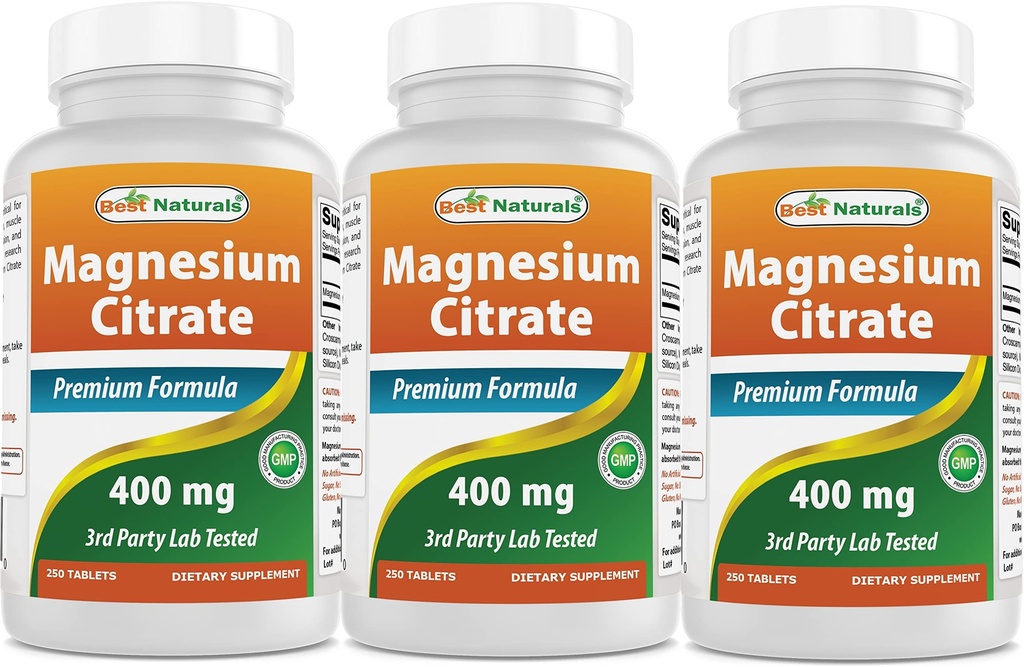Citrato di Magnesio (Citrato de Magnesio) 400 mg 250 compresse (400 mg di Magnesio Elementale per 2 compresse) (3)