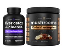 NutraChamps fegato Detox & Mushroom Powder - Cognizione, Detox & Immunity Bundle