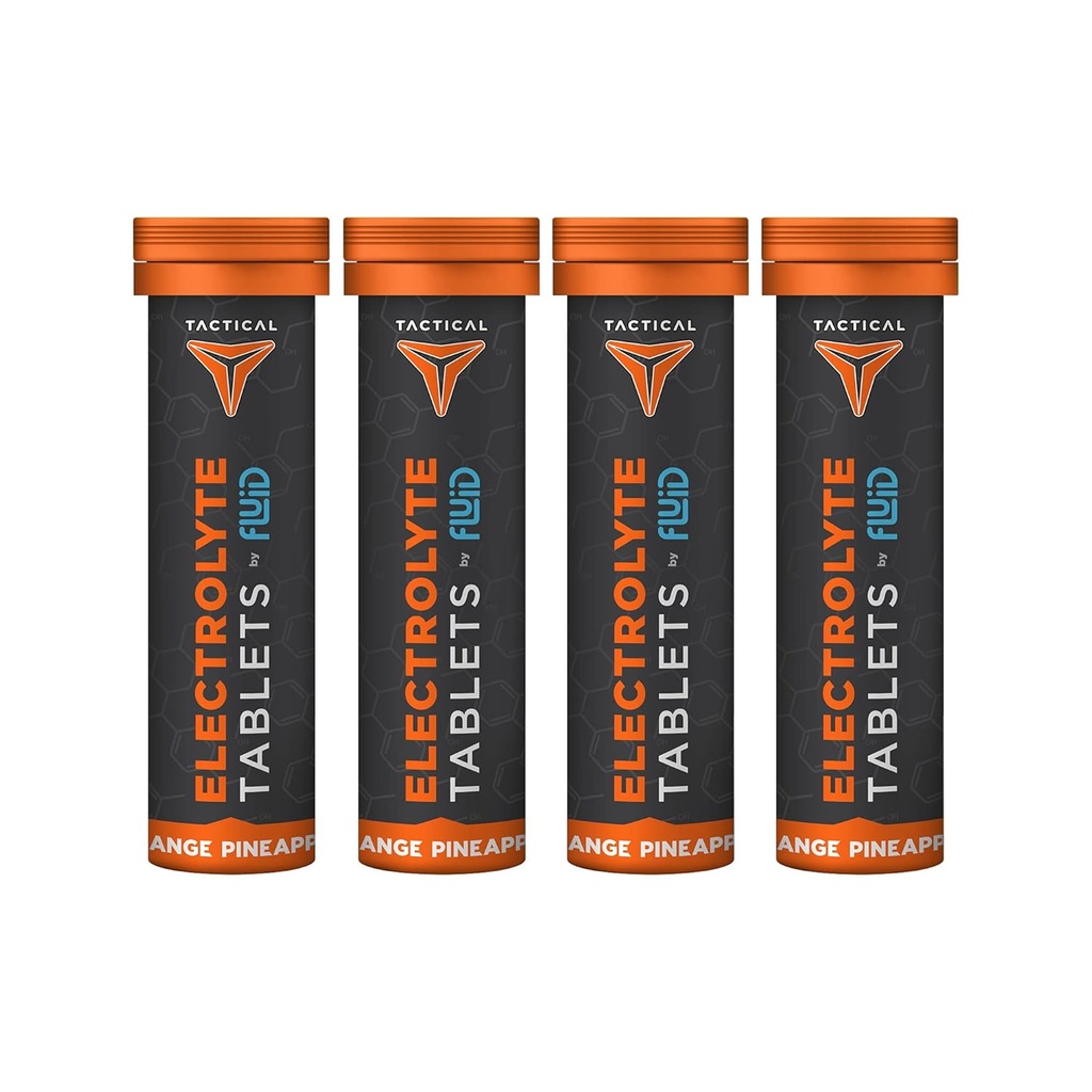 Compresse di idratazione tattico- effervescente fluido, sostituzione elettrolita e prevenzione della disidratazione, 4 Pack, 40 Serve (ananas arancio)