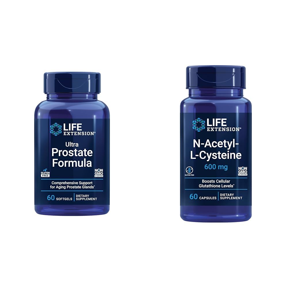 Prolungamento della vita Formula Ultra Prostate, Saw Palmetto per gli uomini, pigeo, pungendo Nettle & N-Acetyl-L-Cysteine (NAC), Immune, Respiratory, Liver Health, NAC 600 mg