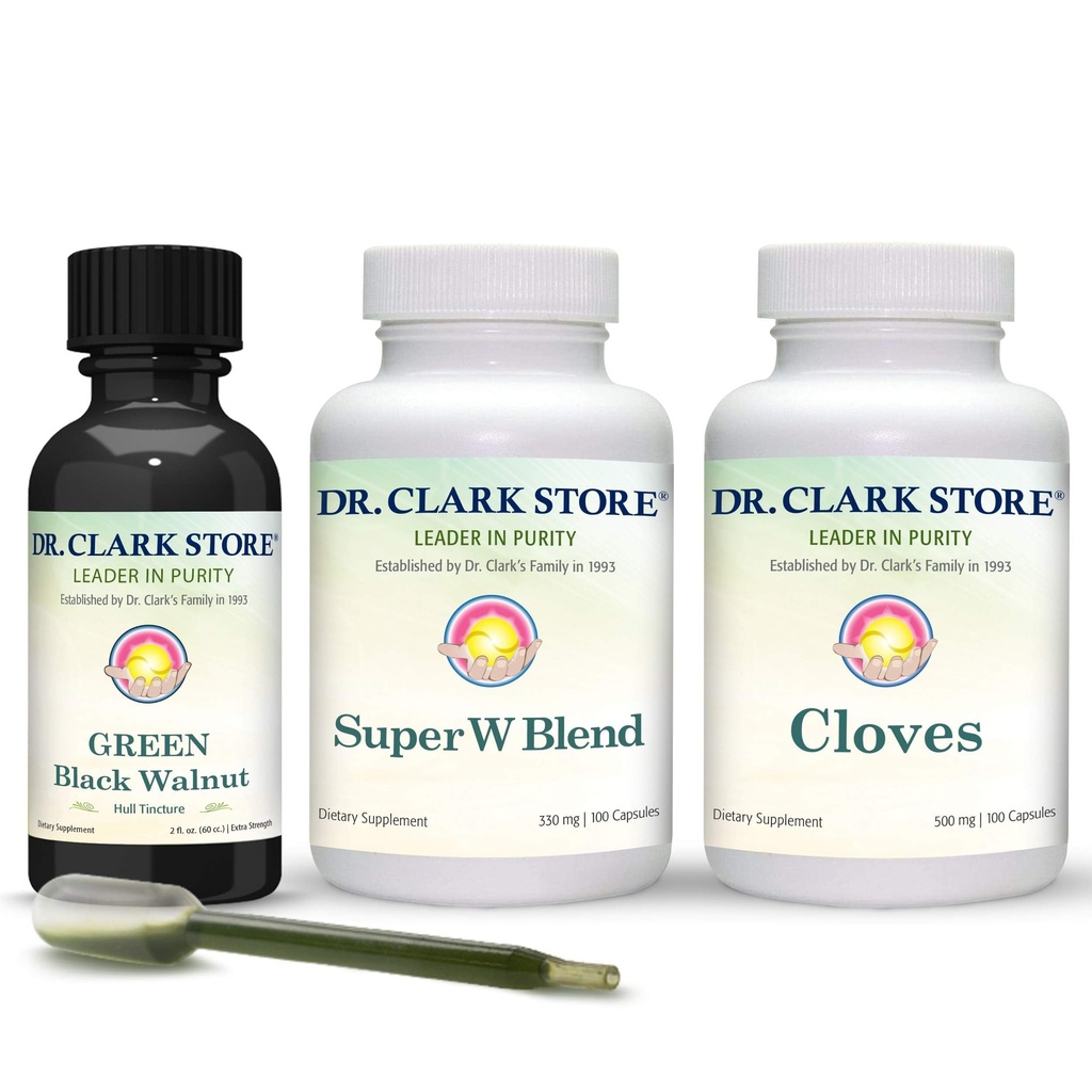 Dr Clark Store Intestine Support & Cleanse Kit - con Original Green Tincture da Black Walnut Hulls, Wormwood e Cloves-Helps Mantenere Optimum funzione intestinale